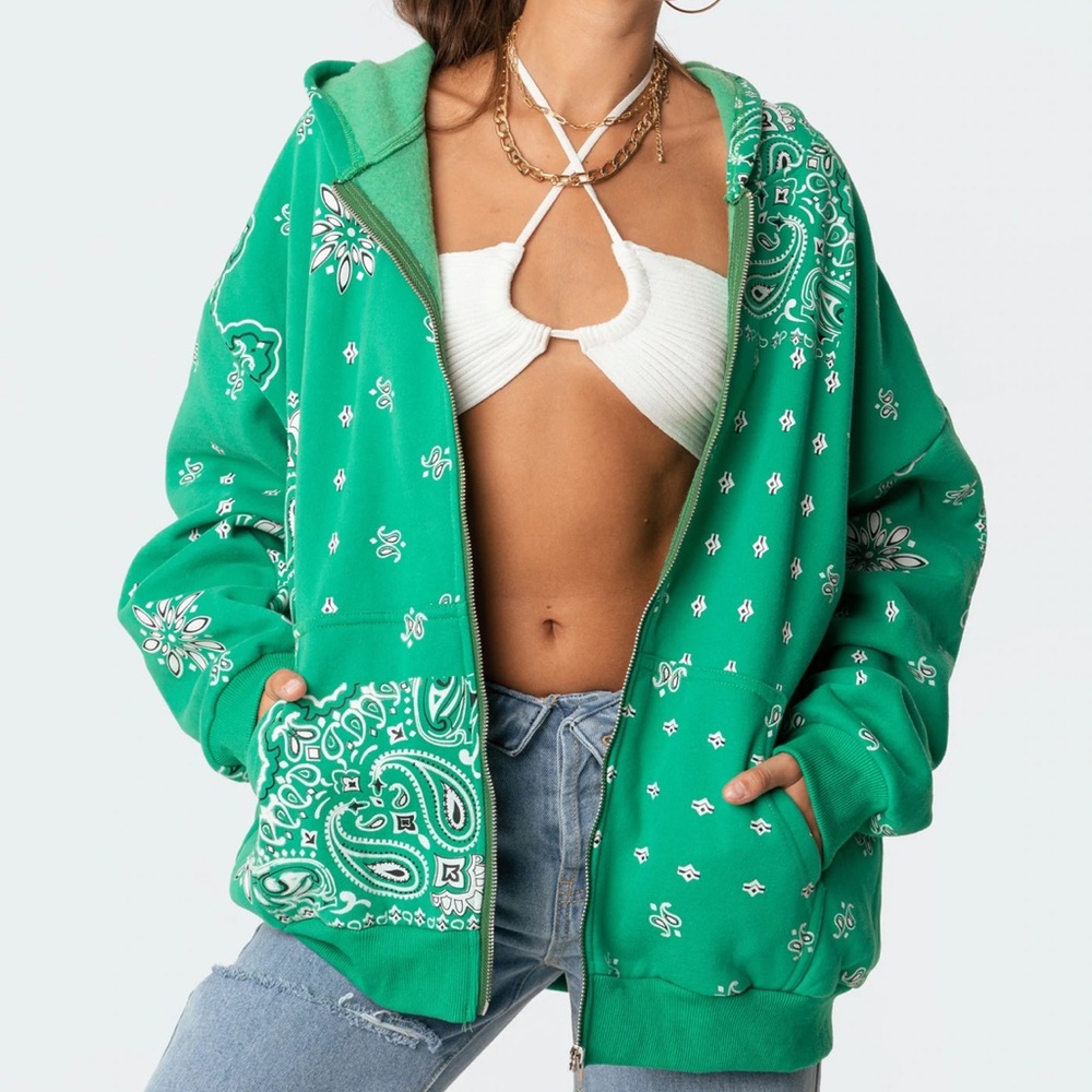 GREEN BANDANA ZIP UP